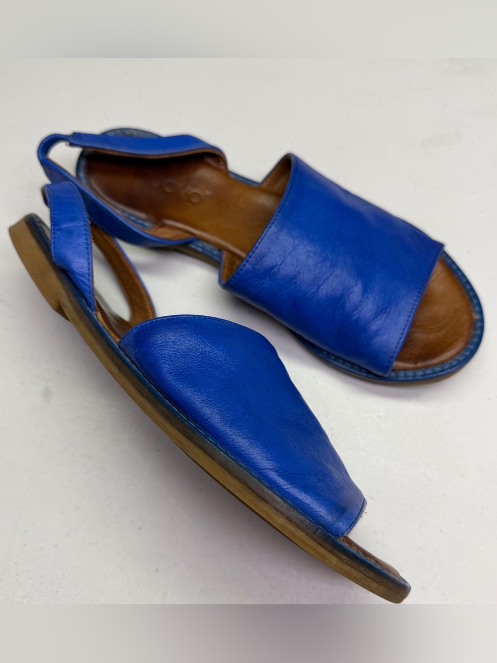 Inuovo Cobalt Blue Leather Open Toe Slingback Flat  Size 36 / US 5.5–6 Fall Sale